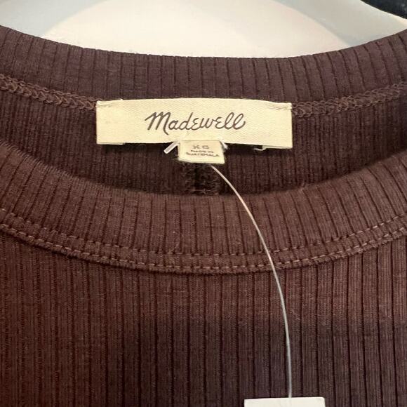 NWT Madewell Women's Brown Ribbed Basic Longsleeve Top Size XS - Picture 7 of 9